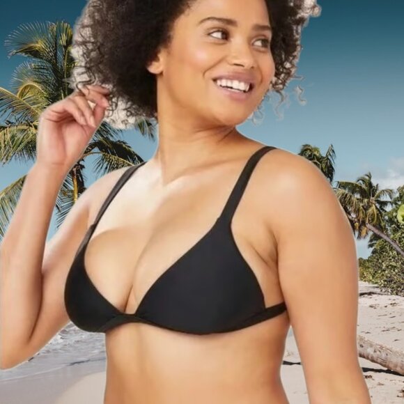 Andie Swim The Caicos Top Eco Nylon Black Size Medium - Picture 1 of 9